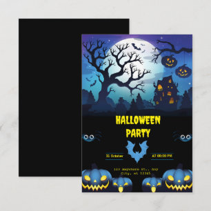 Invitación Negrita y azul fiesta de Halloween virtual