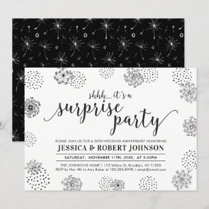 Invitación Negro   50 Aniversario del Boda de la Sorpresa Mod