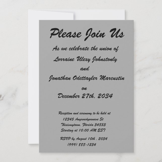 Invitación negro 8 x 11 diseñe su propio producto (Anverso)