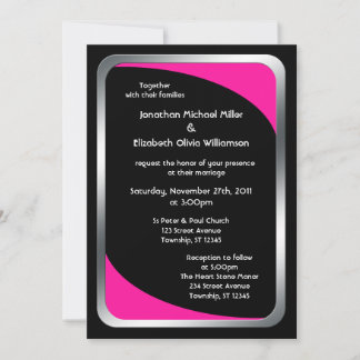 Invitación Negro alternativo con Boda rosado caliente