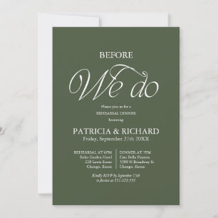 Invitación Negro Antes de Hacer la Cena de Ensayo de la Boda
