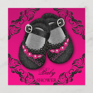 Invitación Negro atractivo Baby Shower de las rosas fuertes