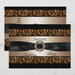 Invitación negro beige dorado lazo animal 2