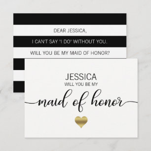 Invitación Negro blanco dorado ¿Serás mi HONOR?