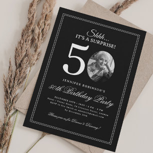 Invitación Negro + Blanco Fiesta de cumpleaños sorpresa núm
