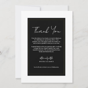 Invitación Negro Blanco Oro Moderno Minimalista Agradecimient