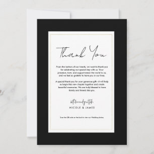 Invitación Negro Blanco Oro Moderno Minimalista Agradecimient