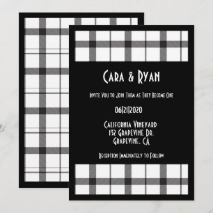 Invitación Negro, blanco, revestido, elegante, Moda, Boda mod
