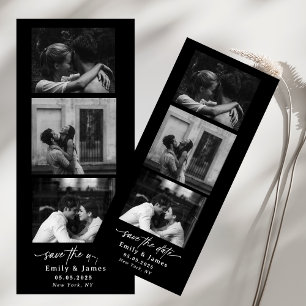 Invitación negro blanco Tres caligrafía de llamada foto elega