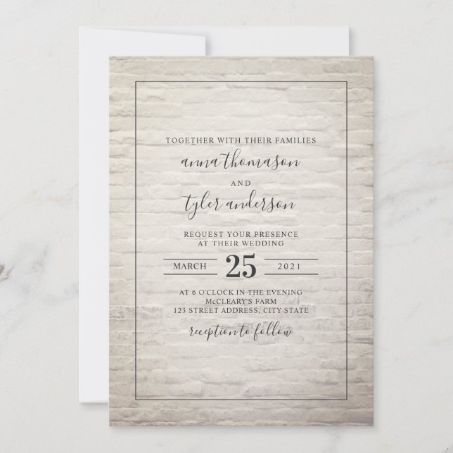 Invitación Negro blanco y Boda blanco (Anverso)