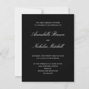 Invitación NEGRO   Boda Mínimo Simple Elegante DIGITAL