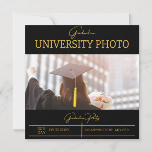 Invitación Negro borde de papel de aluminio elegante graduado