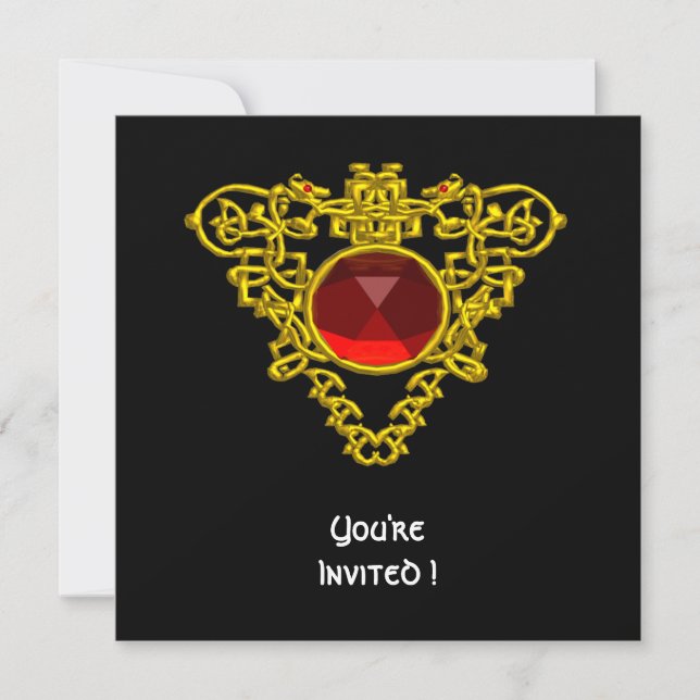 Invitación Negro CELTIC HEART (Anverso)