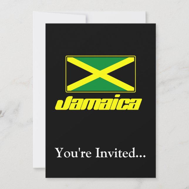 Invitación Negro con bandera de Jamaica (Anverso)