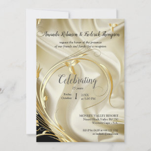 Invitación Negro con oro en la recepción de la seda de Champa