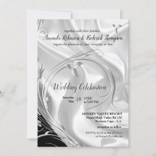 Invitación Negro con plata en champagne Boda de seda Invita