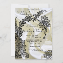 Invitación Negro con plata en champagne Boda de seda Invita