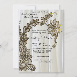Invitación Negro con plata en champagne Boda de seda Invita