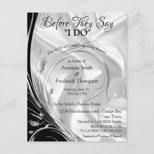 Invitación Negro con plata en champagne Ducha de pareja de se
