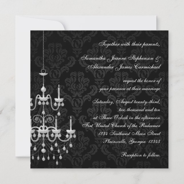 Invitación Negro con silueta de araña blanca (Anverso)