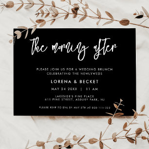 Invitación Negro contemporáneo Después del brunch boda