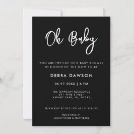Invitación Negro contemporáneo Oh bebé