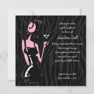 Invitación negro de la cebra; bachelorette