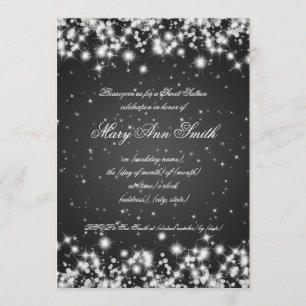 Invitación Negro de la chispa del invierno de la fiesta de