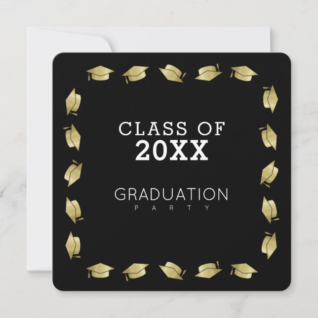 Invitación negro de la fiesta de graduación/graduación (Anverso)