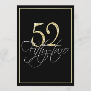 Invitación Negro de plata formal y 52.a fiesta de cumpleaños