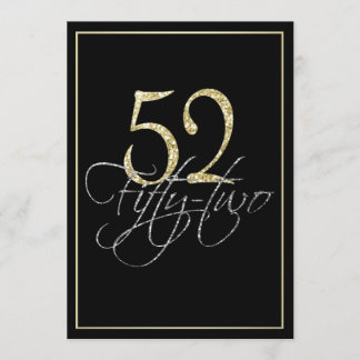 Invitación Negro de plata formal y 52.a fiesta de cumpleaños
