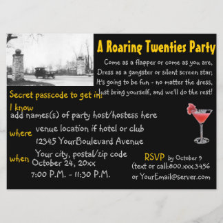 Invitación Negro del fiesta de ProhibitionTheme de los años