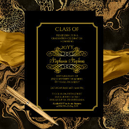 Invitación Negro elegante | Fiesta de graduación de la Univer