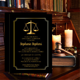 Invitación Negro elegante | Partido de Graduación de Abogados