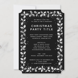 Invitación Negro formal + Holly blanco deja fiesta de vacacio