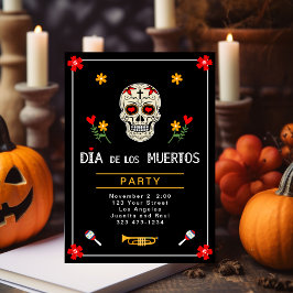 Invitación Negro gótico Dia de los Muertos Flor de azucar
