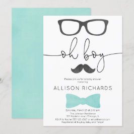 Invitación Negro gris de la pequeña del hombre del muchacho