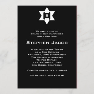 Invitación Negro judío de la estrella de Torah de la