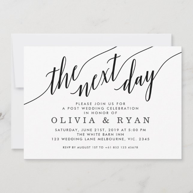 Invitación Negro La celebración del Boda al día siguiente (Anverso)