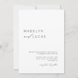 Invitación Negro minimalista moderno | Boda de código QR blan