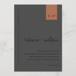 INVITACIÓN NEGRO MÍNIMO SOBRE EL BODA DE LA TIPOGRAFÍA DE LA