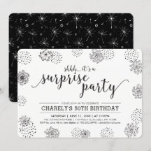 Negro | Modern Floral Surprise 50th Birthday Party