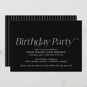 Invitación Negro moderno   Moody Simple Any Age Birday
