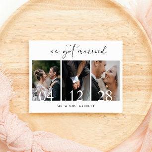 Invitación Negro Moderno Simple Añadir Foto Boda Recién Casad