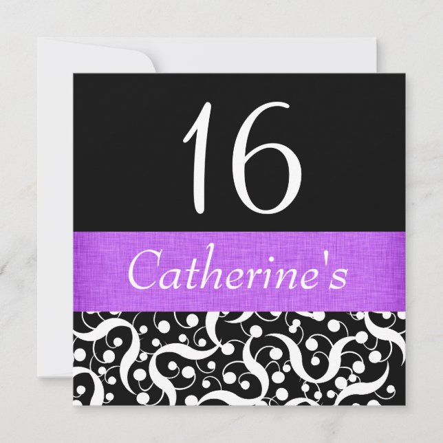Invitación Negro morado elegante cualquier celebración de la  (Anverso)