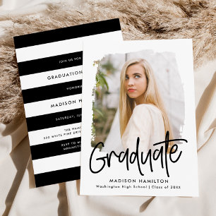 Invitación Negro Partido de Graduación de Fotografías de Gu
