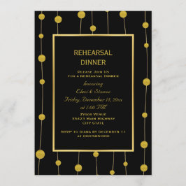 Invitación Negro, perlas de Relieve metalizado dorado boda en