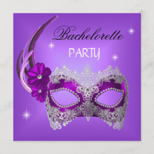 Invitación Negro púrpura de la máscara del fiesta de