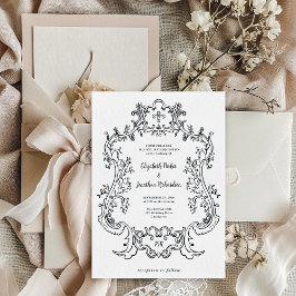 Invitación Negro Regal y Blanco | Boda de cuadro barroco