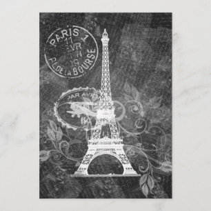 Invitación Negro romántico de París de la ducha nupcial